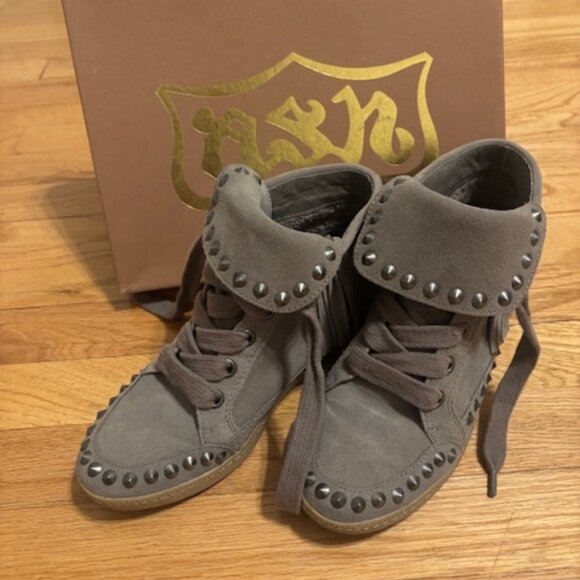 Ash Stone Suede Studded Sneaker Bootie Size 6 - Picture 1 of 5